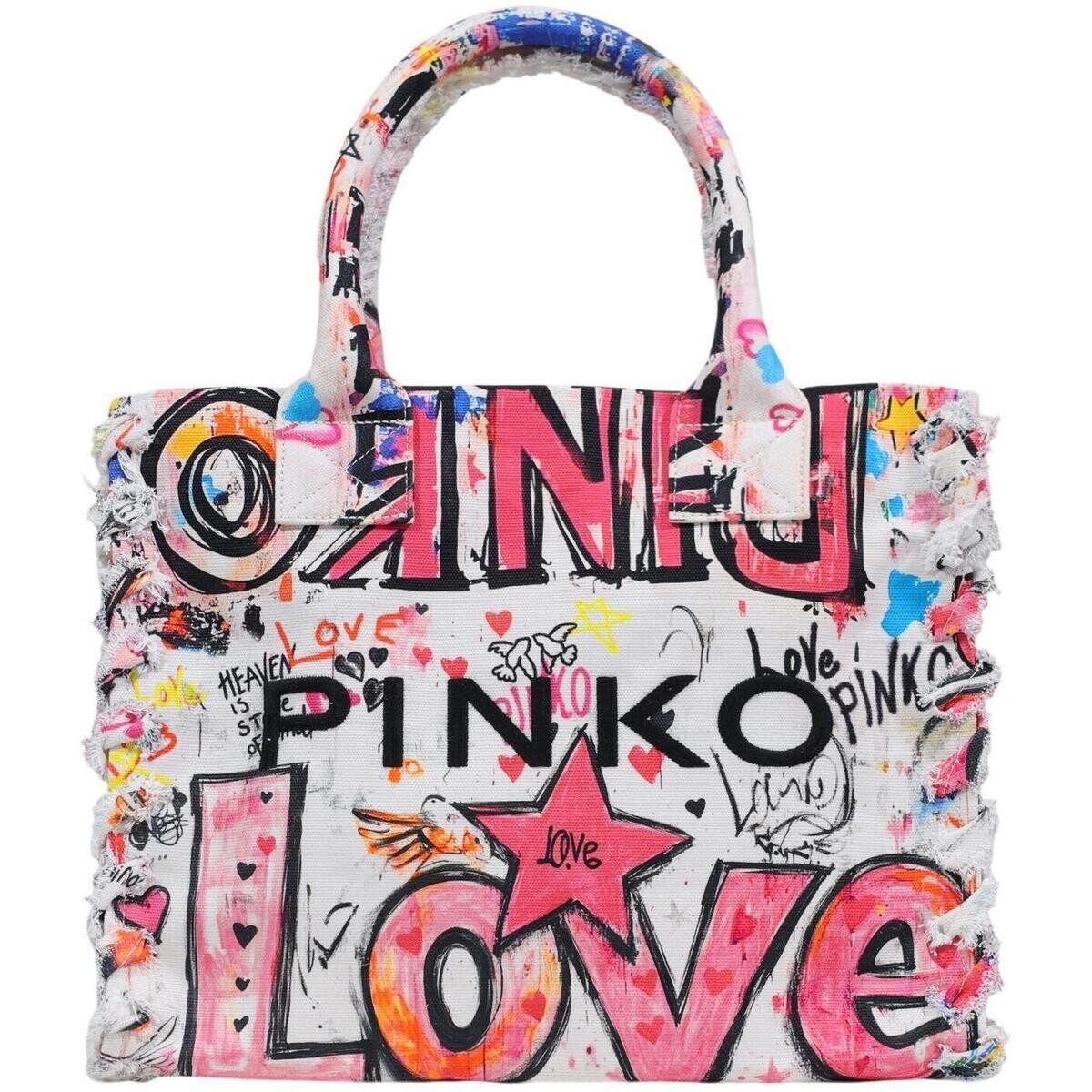 Pinko  BEACH SHOPPER CANVAS STAMPA GR 106673 A3B6  Bílá