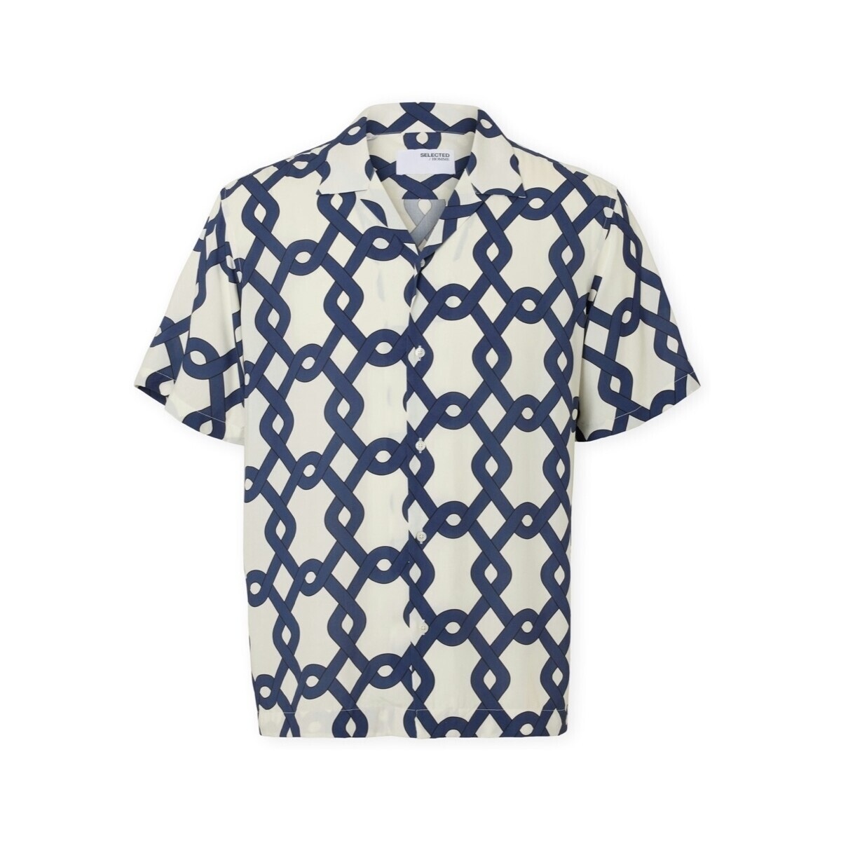 Selected  Relax-Vero Shirt - Egret/Geo  Modrá