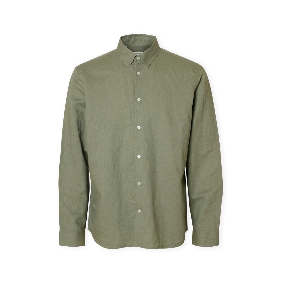 Selected  Noos SlimClay Linen Shirt - Vetiver  Zelená