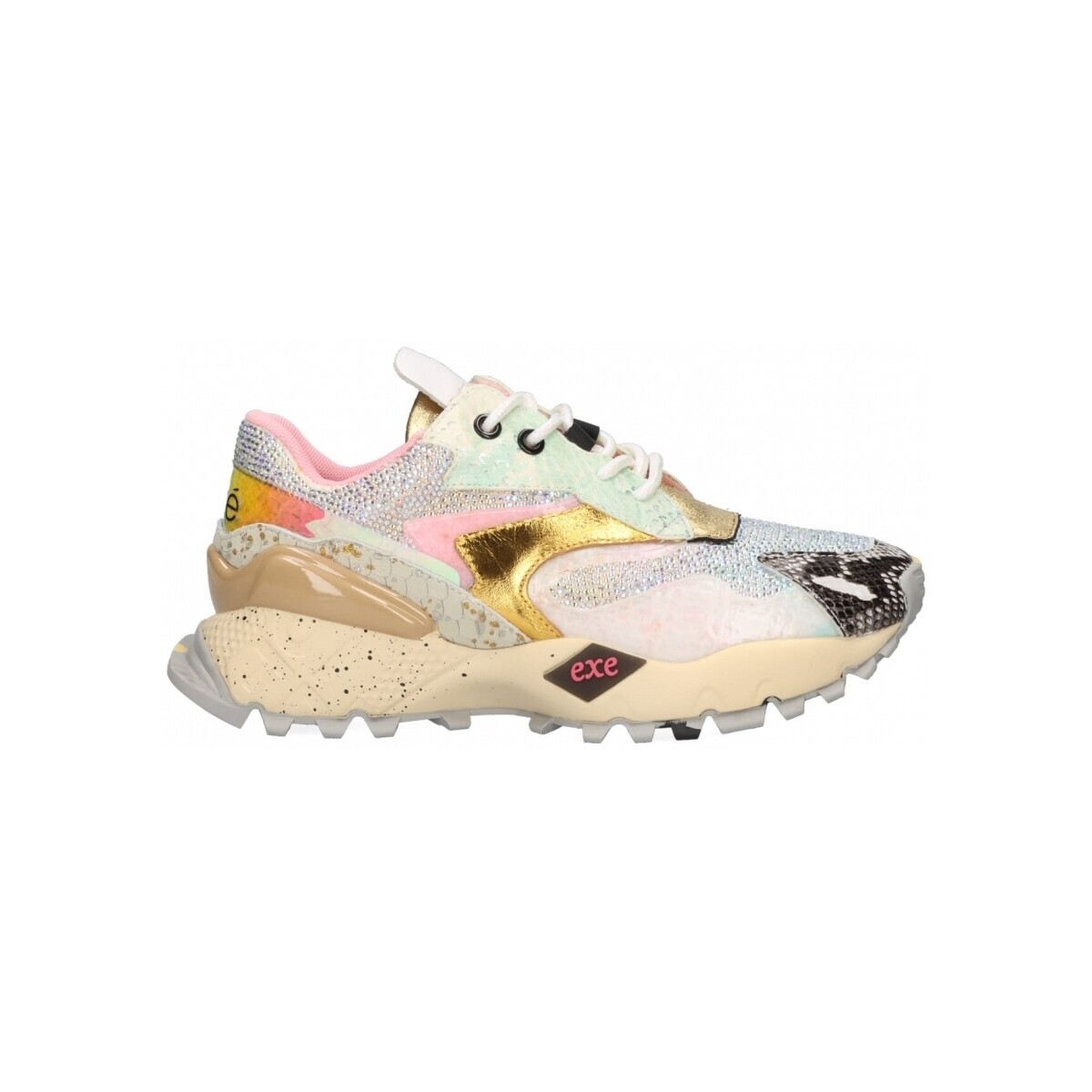 Exé Shoes  EXÉ Sneakers 134-8 - Gold/White/Pink Leather  ruznobarevne