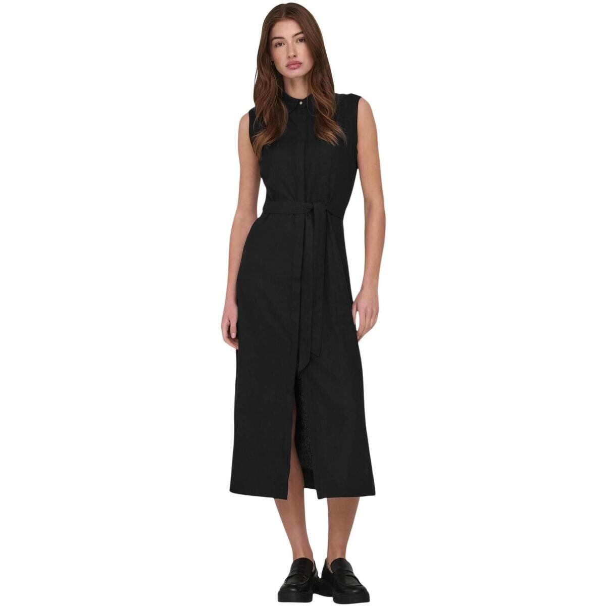 Only  Onlgoa Sl Linen Bl Shirt Dress Cc Pnt 15363697  Černá