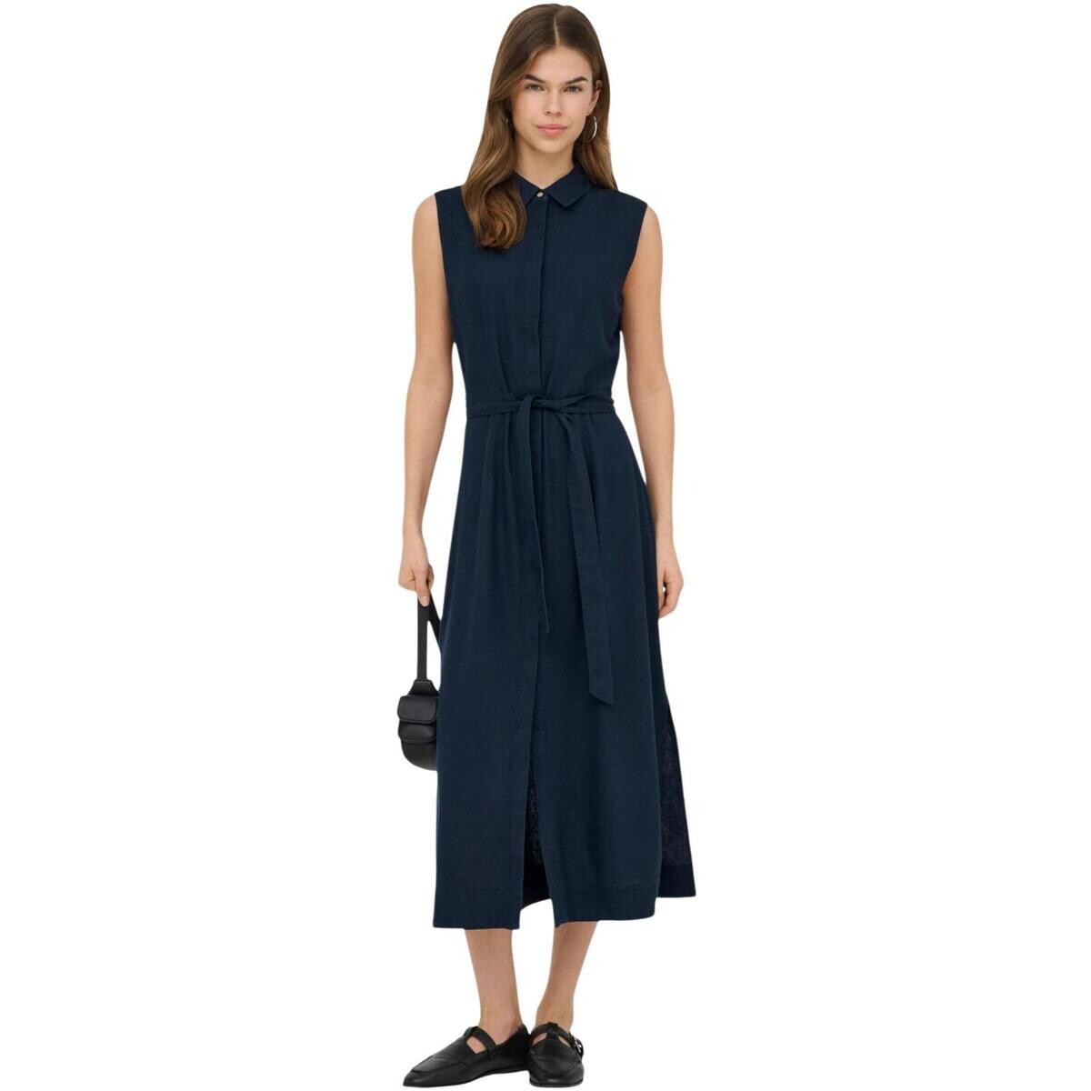 Only  Onlgoa Sl Linen Bl Shirt Dress Cc Pnt 15363697  Modrá