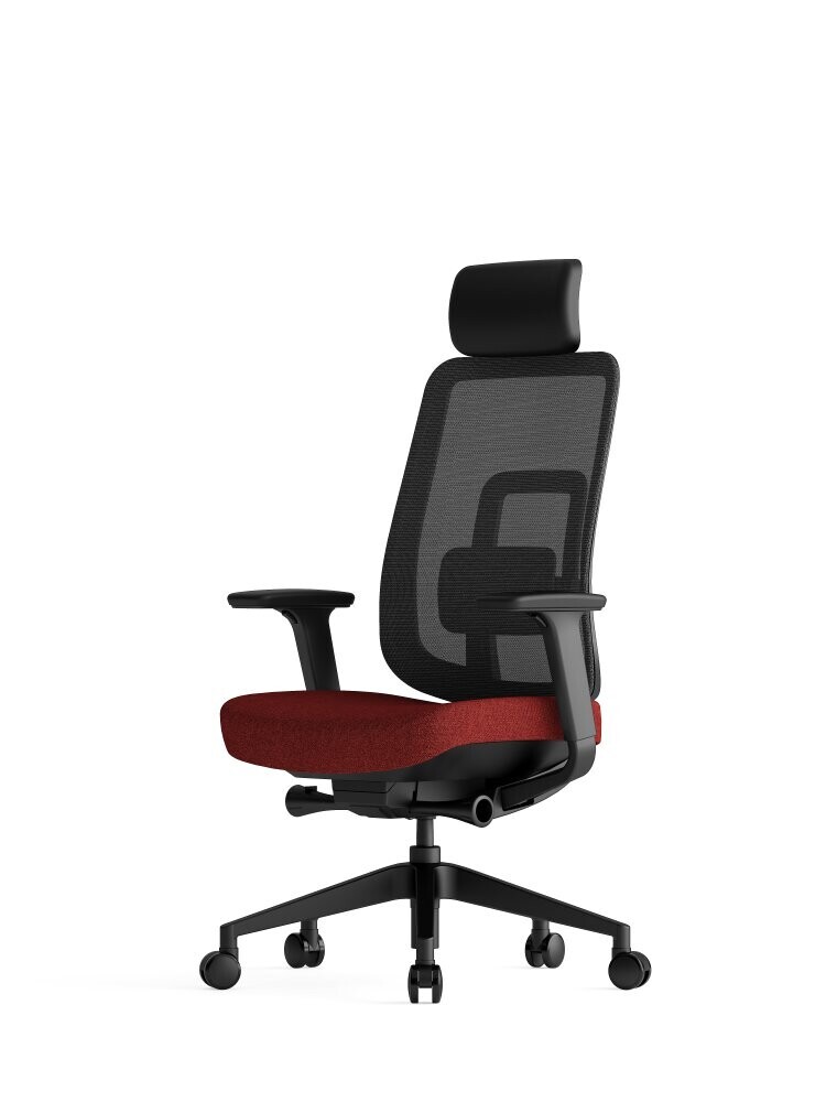 Kancelářská ergonomická židle K42  SP – síť/ čalouněná, červená