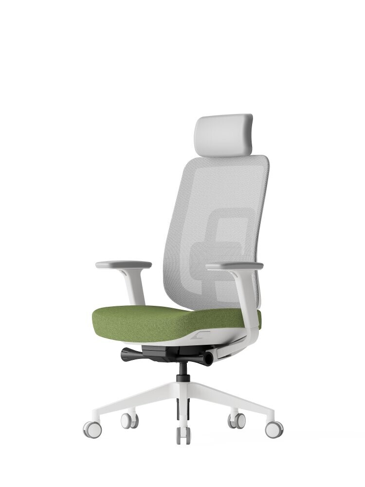 Kancelářská ergonomická židle K42 WHITE SP – síť/ čalouněná, zelená