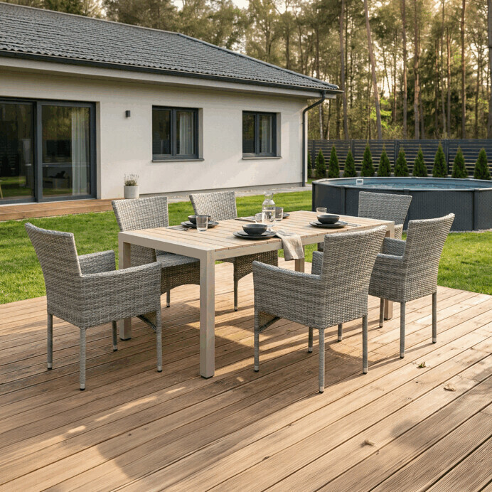 Zahradní stůl BLOCK – 160x90cm, béžová, hliník, polywood, Autronic