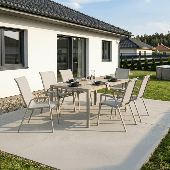 Zahradní židle DUNES – béžová kovová se síťovinou, Autronic