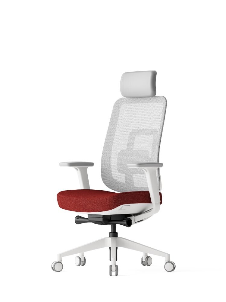 Kancelářská ergonomická židle K42 WHITE SP – síťovaná/ čalouněná, červená