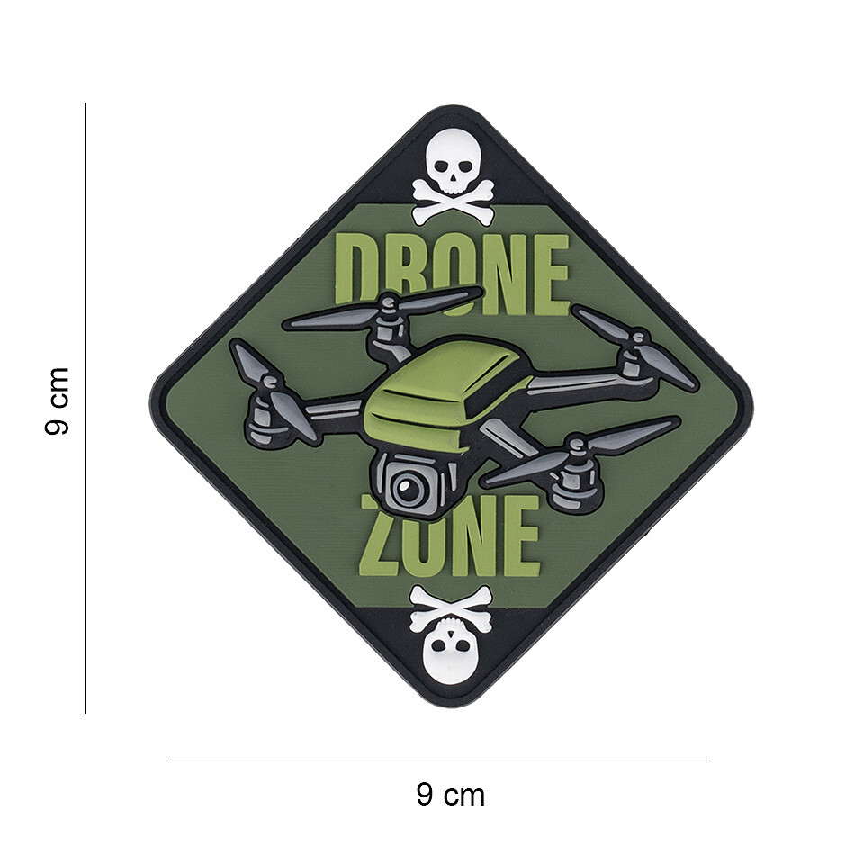 Gumová nášivka 101 Inc Drone Zone Skull and Bones - olivová-černá