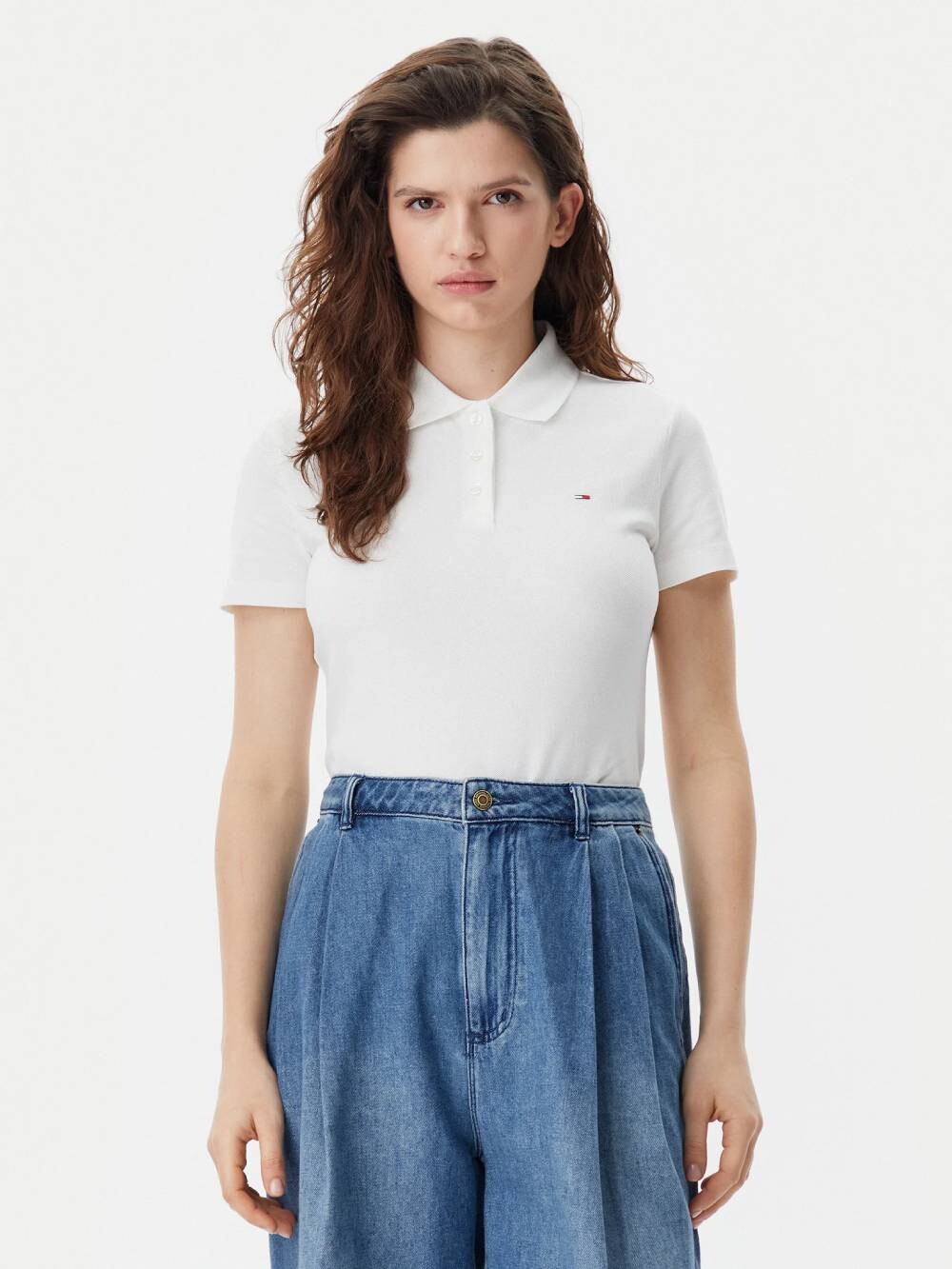 Tommy Jeans dámské bílé polo tričko DW0DW20160YBL XS