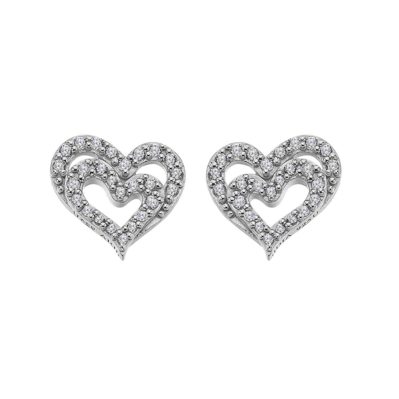 Hot Diamonds Srdíčkové stříbrné náušnice s diamantem a topazy Shimmer DE874