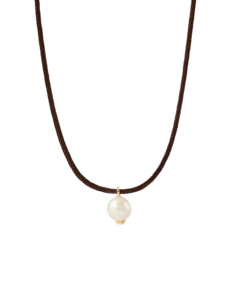 PDPAOLA Kožený náhrdelník s pravou perlou La Perla Orion CO01-C29-U