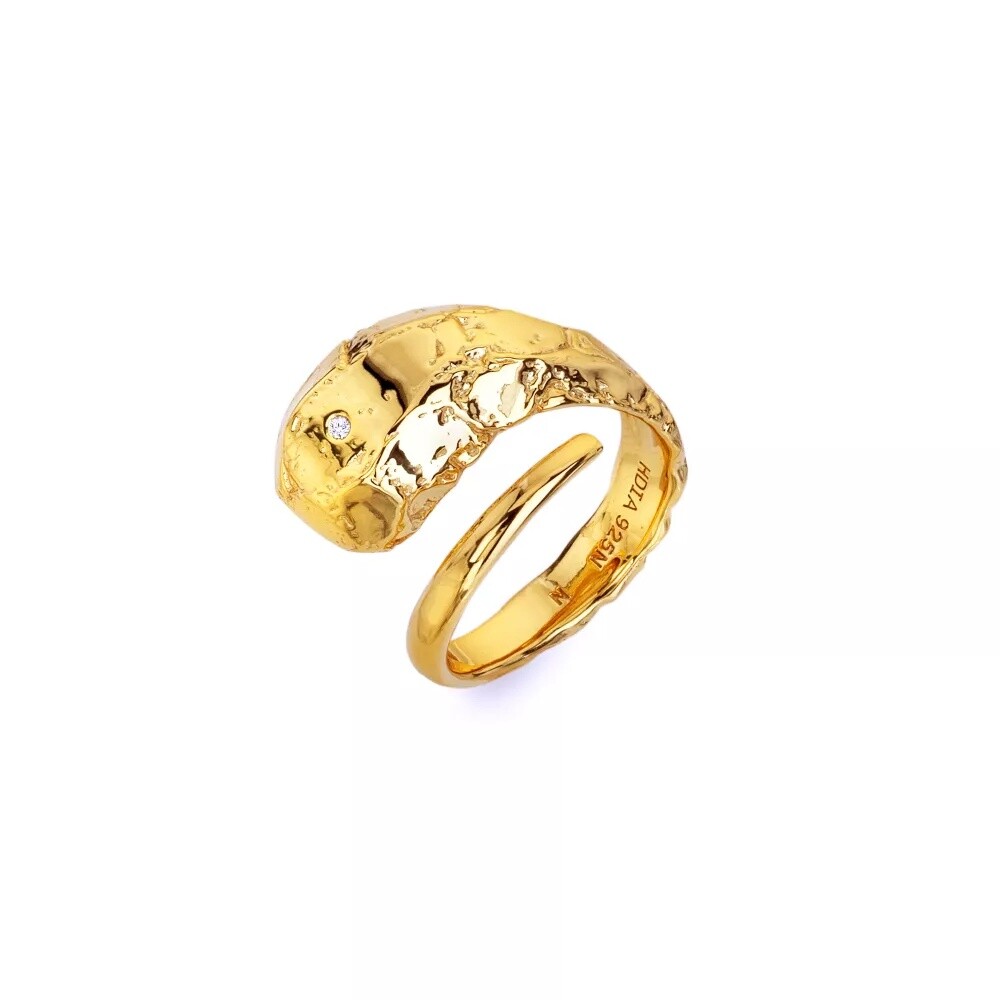 Hot Diamonds Designový pozlacený prsten s diamantem Golden Edit Muse DR300 52 mm