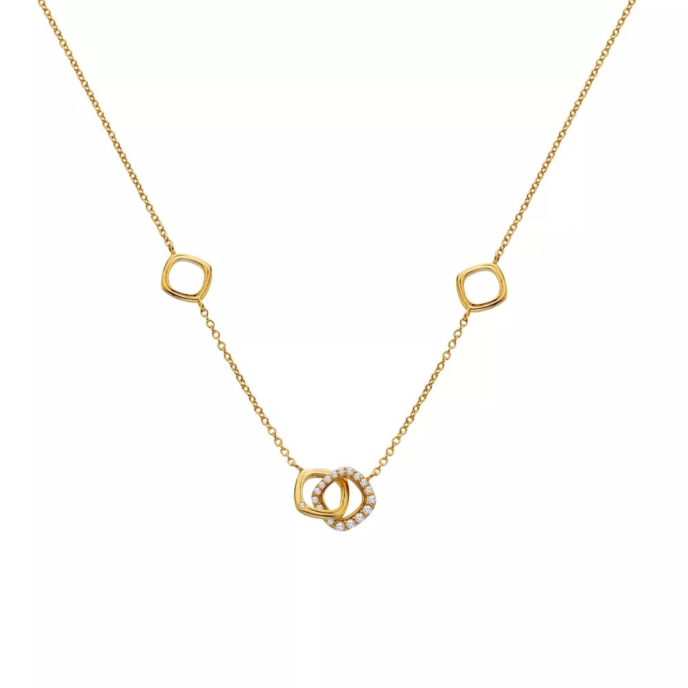 Hot Diamonds Pozlacený moderní náhrdelník s diamantem a topazy Connected DN223