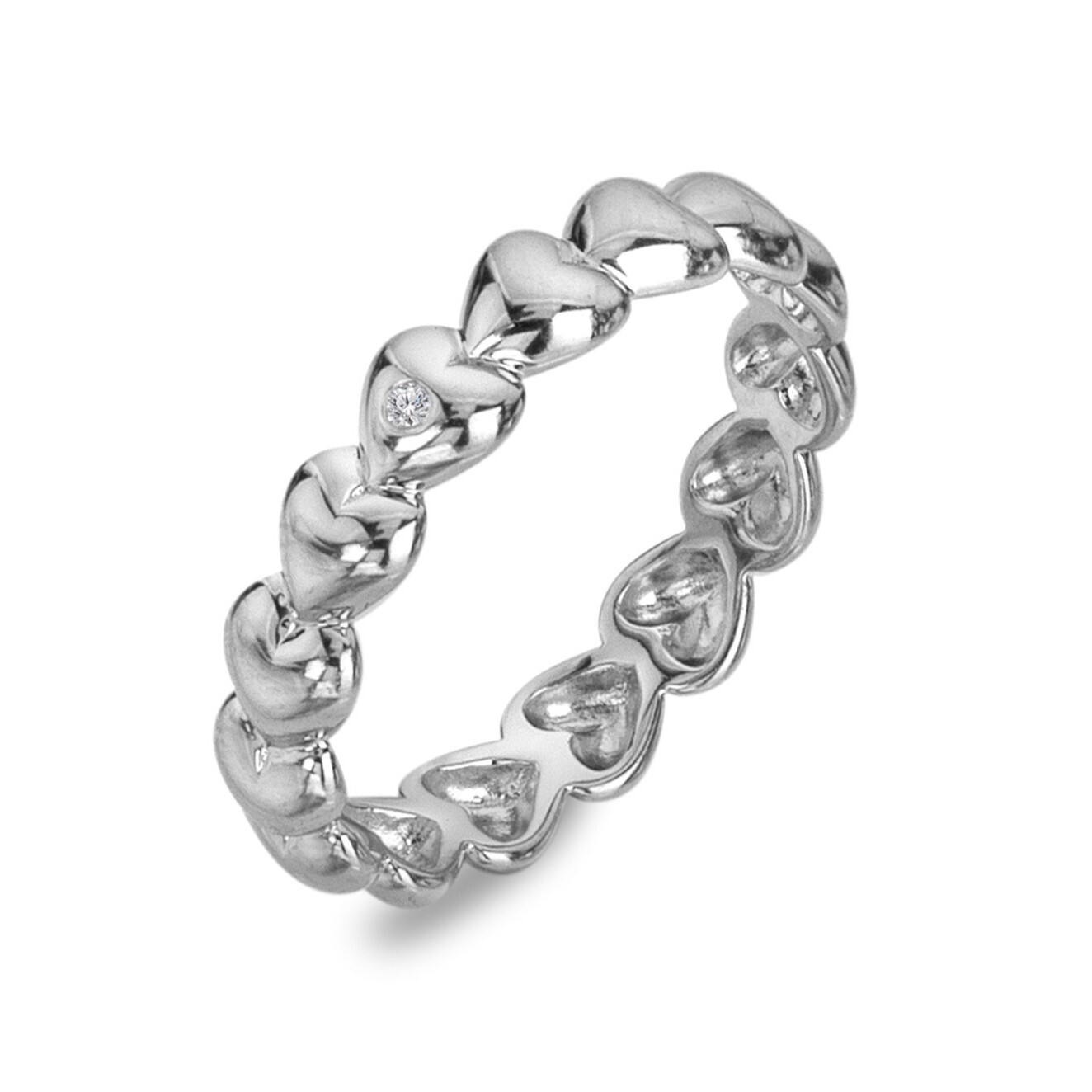 Hot Diamonds Srdíčkový stříbrný prsten s diamantem Serenity DR310 52 mm