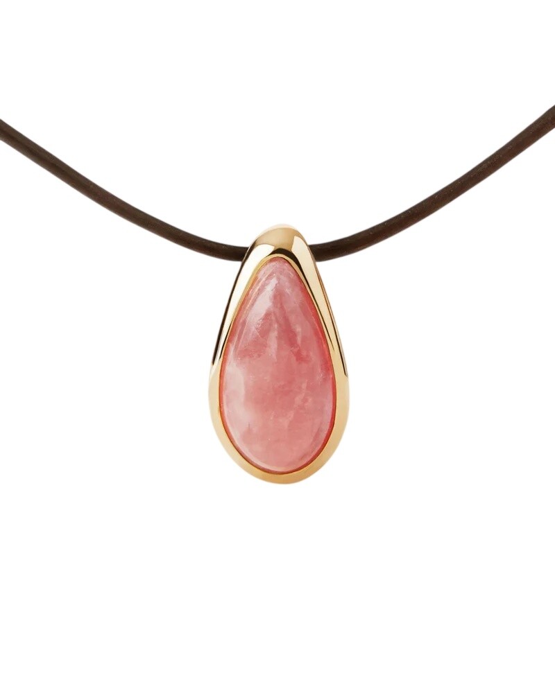 PDPAOLA Kožený náhrdelník s rodochrozitem Luna CO01-B49-U