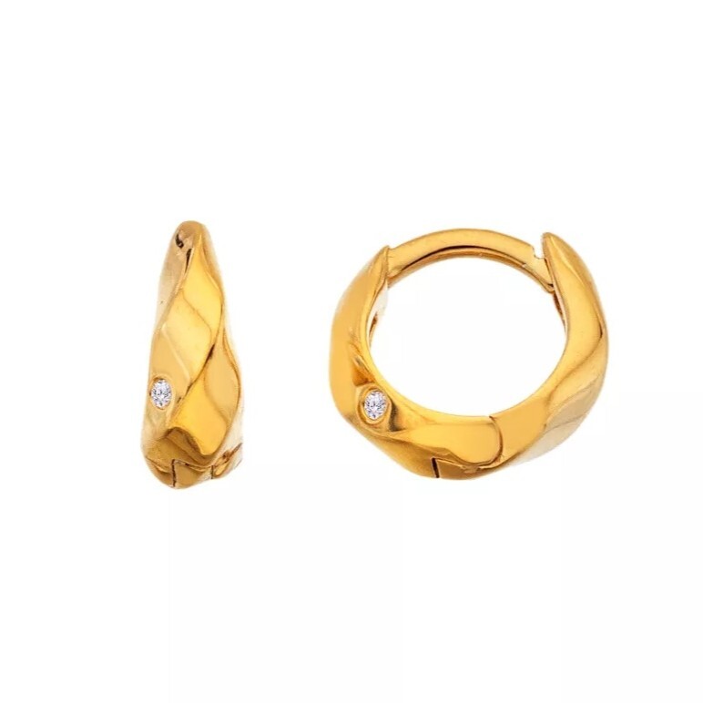 Hot Diamonds Kroucené pozlacené náušnice s diamanty Huggie DE852