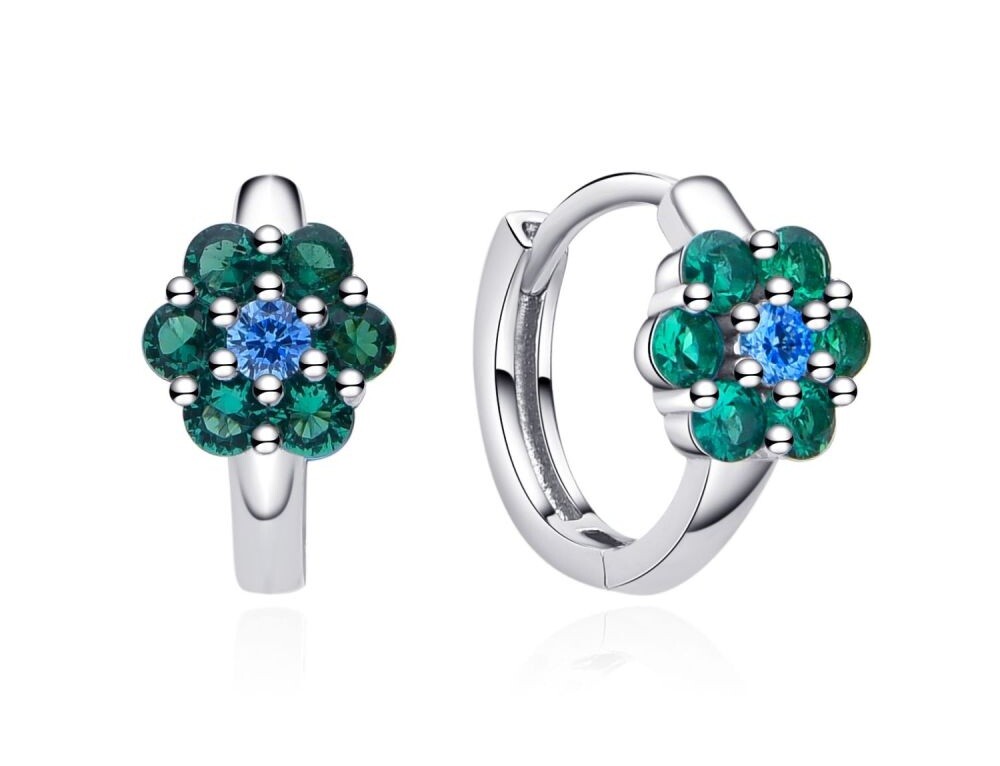 MOISS Dívčí stříbrné kruhy Květina se zirkony E0004495