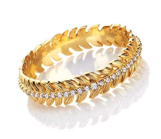 Hot Diamonds Pozlacený prsten s topazy a diamantem Selene DR303 51 mm