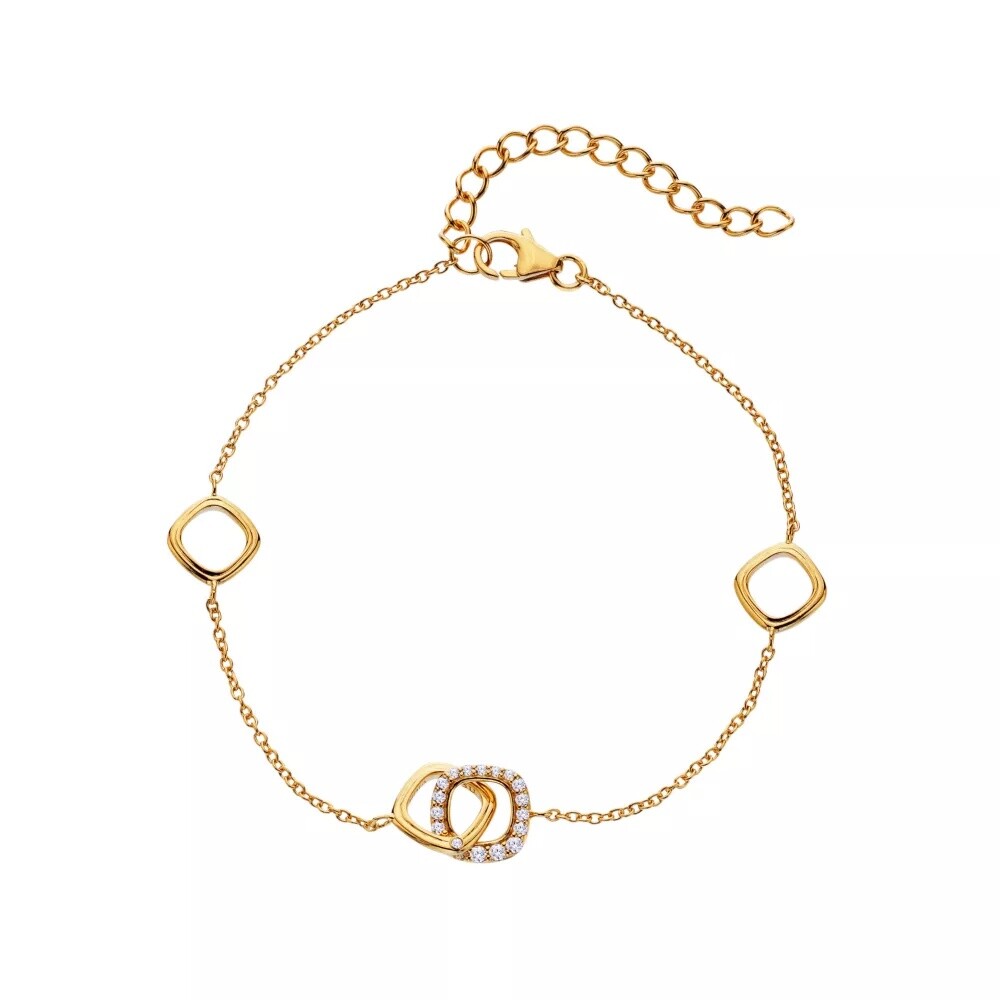 Hot Diamonds Pozlacený náramek s pravým diamantem Connected DL714