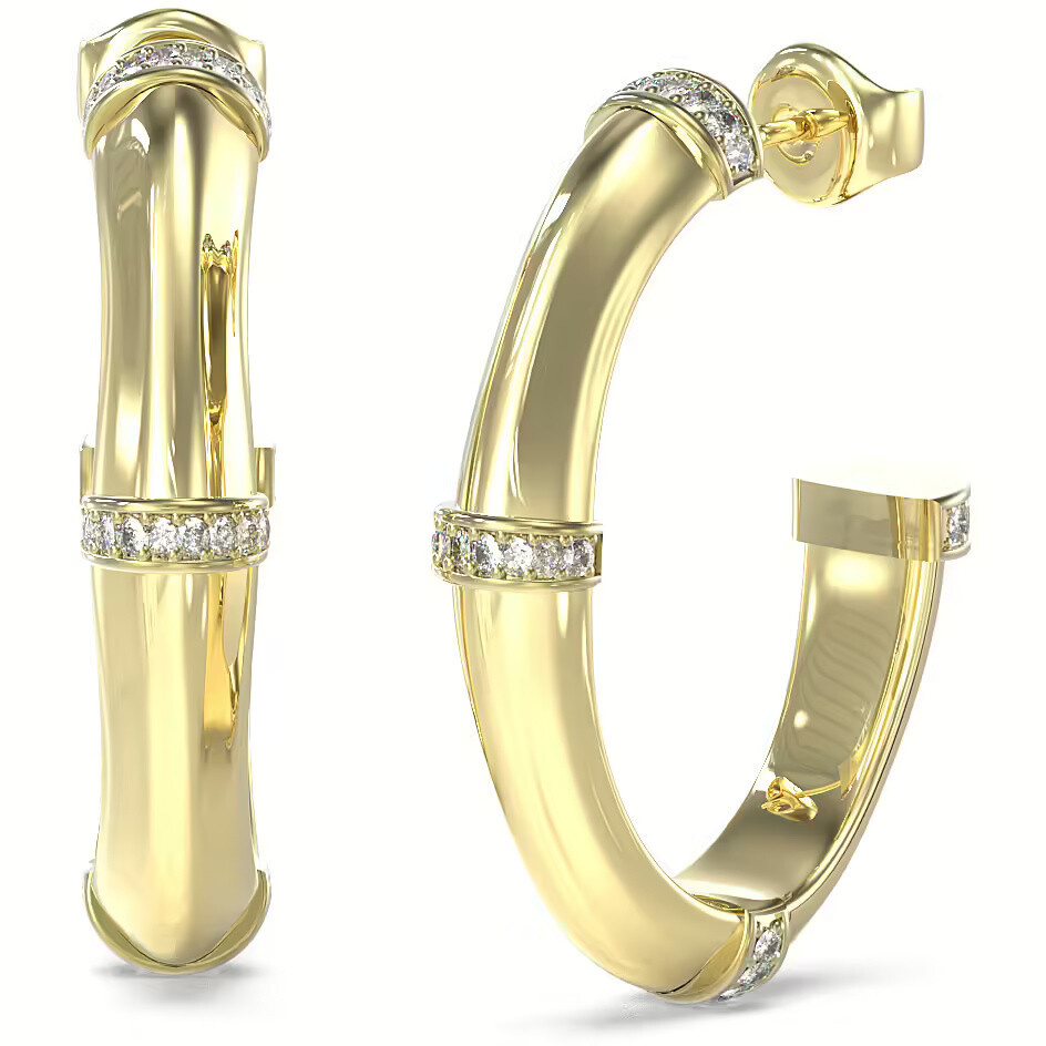 Guess Originální pozlacené náušnice Bamboo JUBE05160JWYGT/U