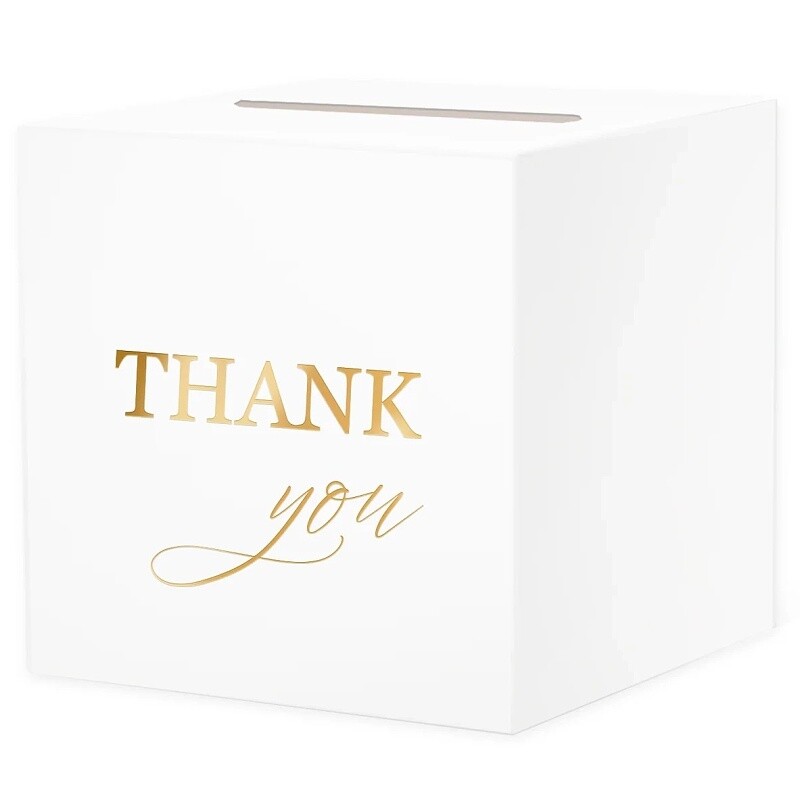 Krabička obálka THANK YOU bílo-zlatá 1 ks DIY