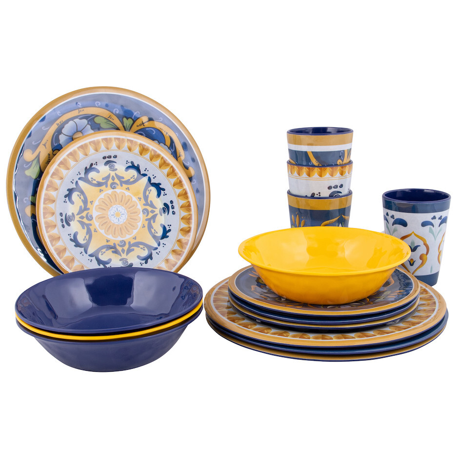 Nádobí Bo-Camp Tableware Sicilian 16pcs Barva: modrá/žlutá