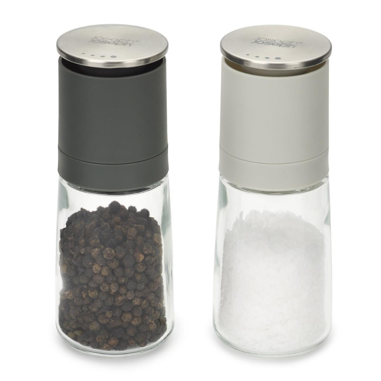 Sada mlýnků na sůl a pepř DUO 20198, sada 2 ks, sklo / plast, Joseph Joseph