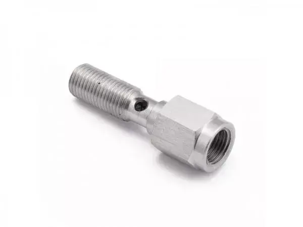 ProRacing Průtokový šroub na banjo M10 x 1,0 - délka 30mm - nerezový - vývod na spínač brzdových světel