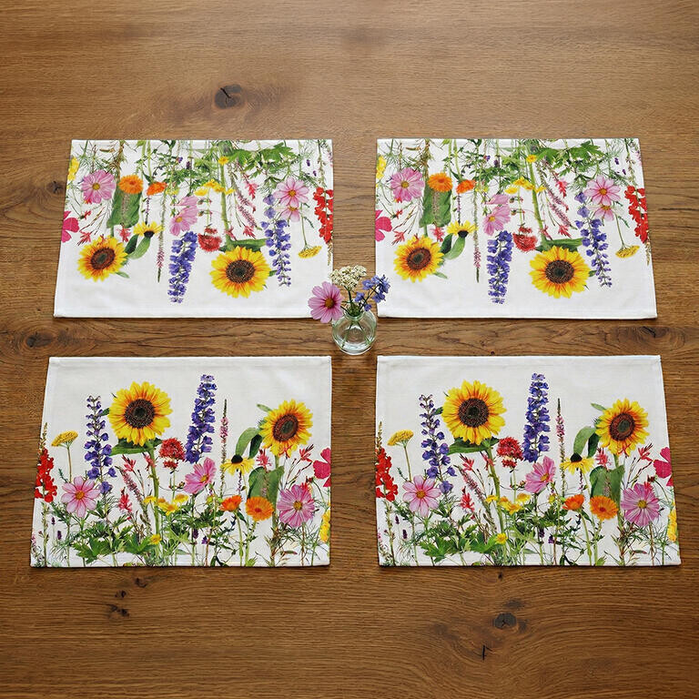 Keprové prostírání LOUKA SLUNEČNICE, sada 4 ks