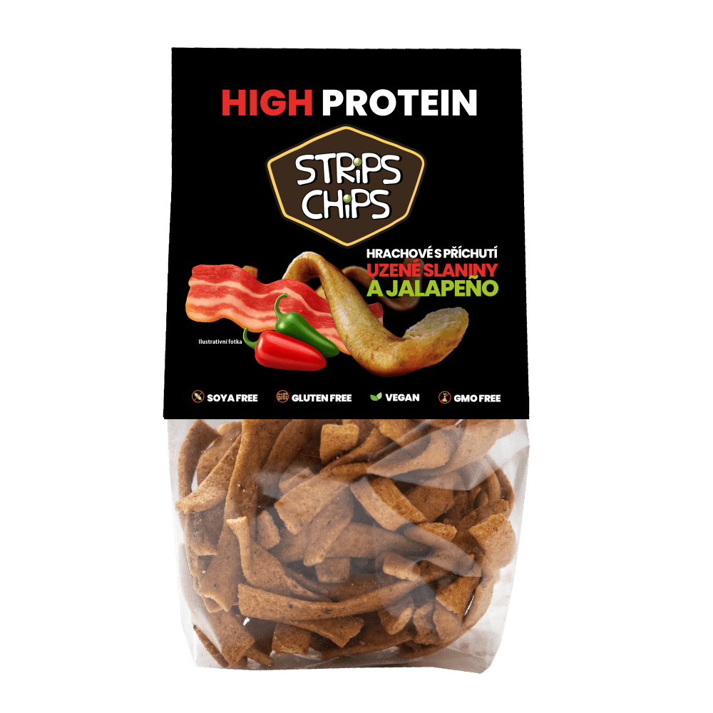 Strips Chips High Protein – Uzená slanina a jalapeños 80 g