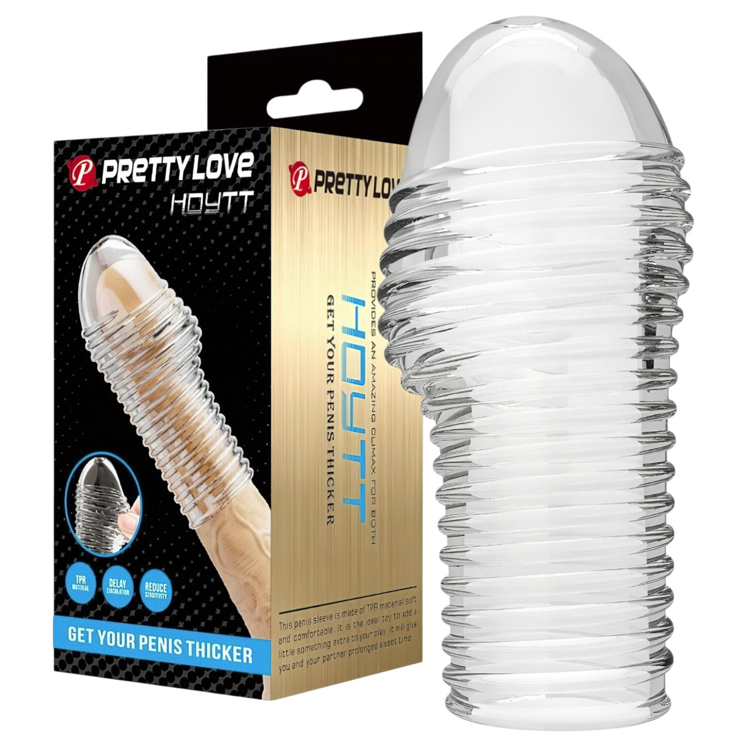 Pretty Love Hoytt - penisový návlek (průhledný)