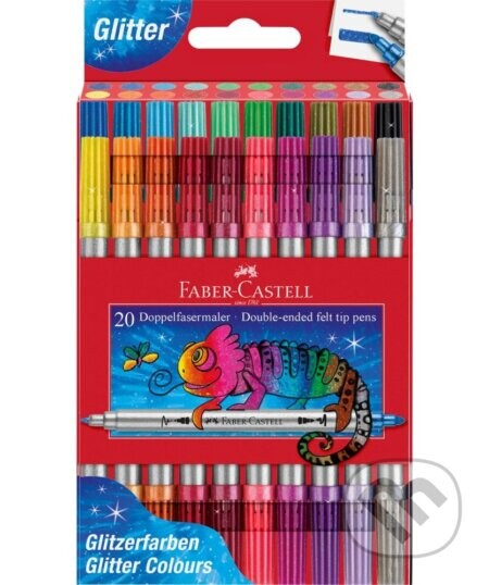 Popisovače Fibre-Tip obojstranné 20 farebné glitter - Faber-Castell