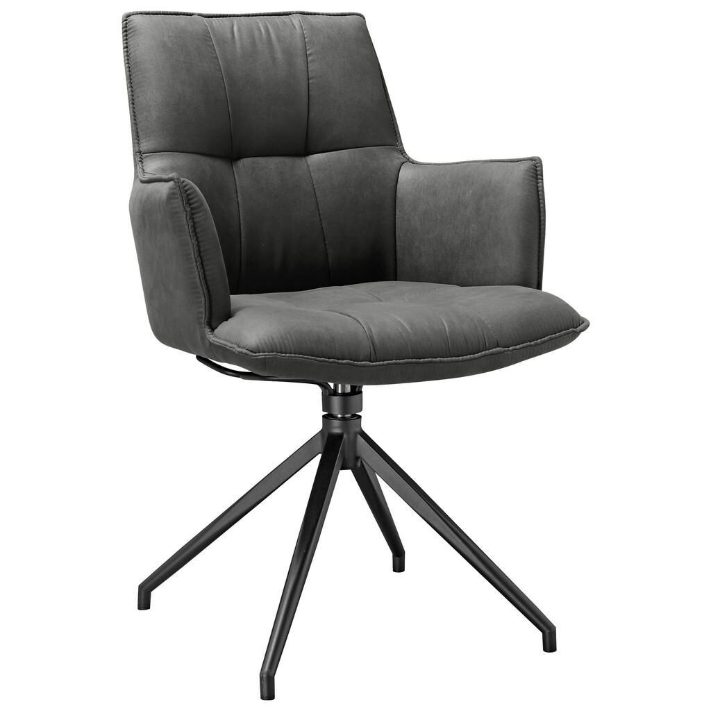 Novel ŽIDLE S PODRUČKAMI, železo, mikrovlákno, černá, tmavě šedá