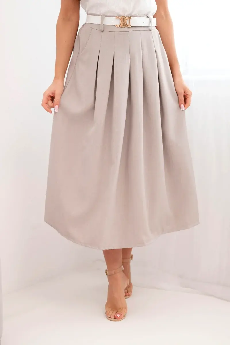 Kesi dámská viskózová sukně s páskem a záhyby fango