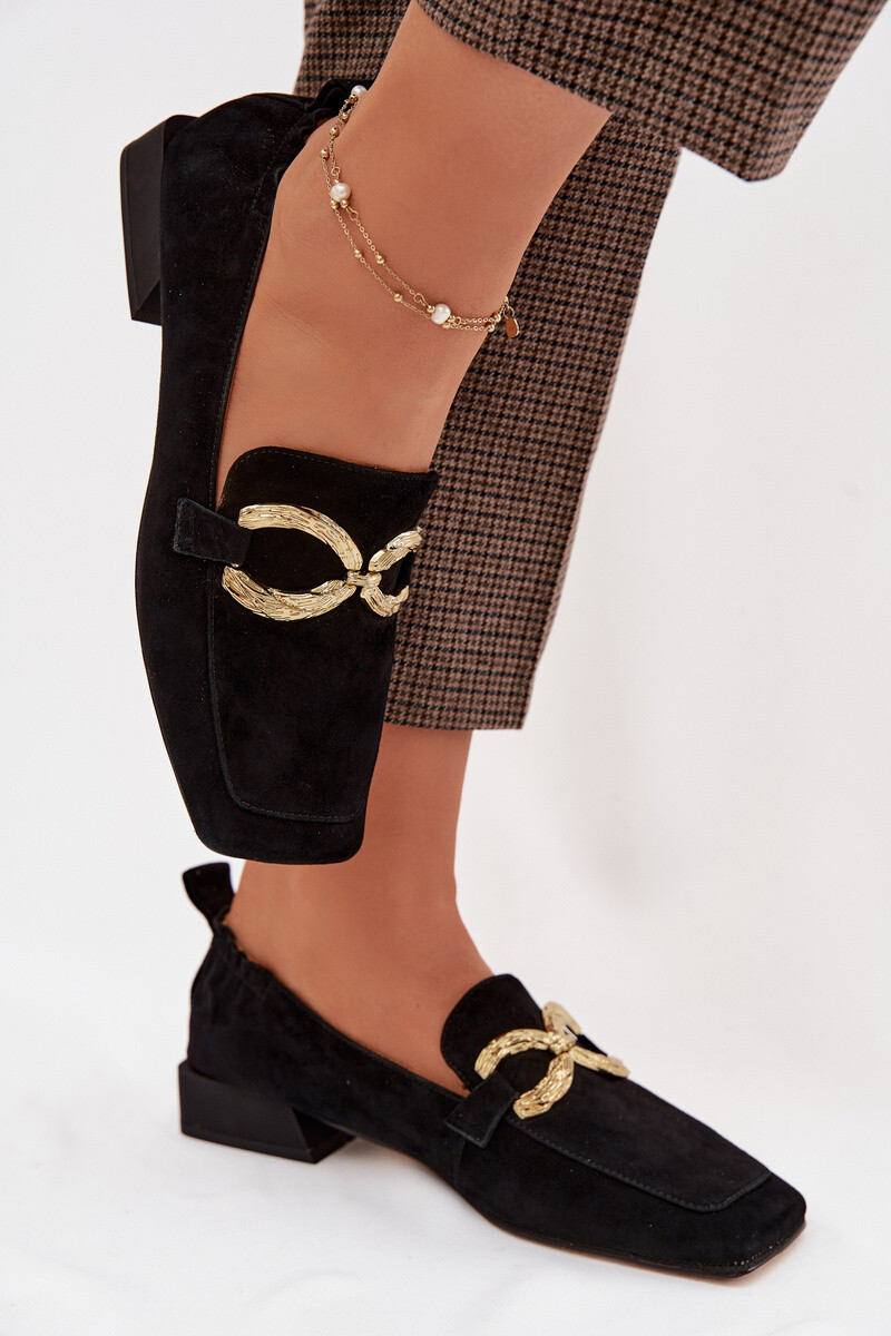 S. BARSKI dámské mokasíny ze semiše s ozdobným detailem