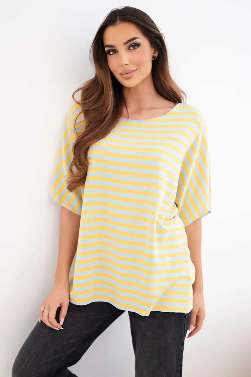 Dámská proužkovaná bavlněná halenka žlutá