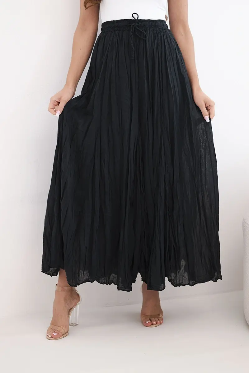 Dámská maxi bavlněná sukně s elastickým pasem černá