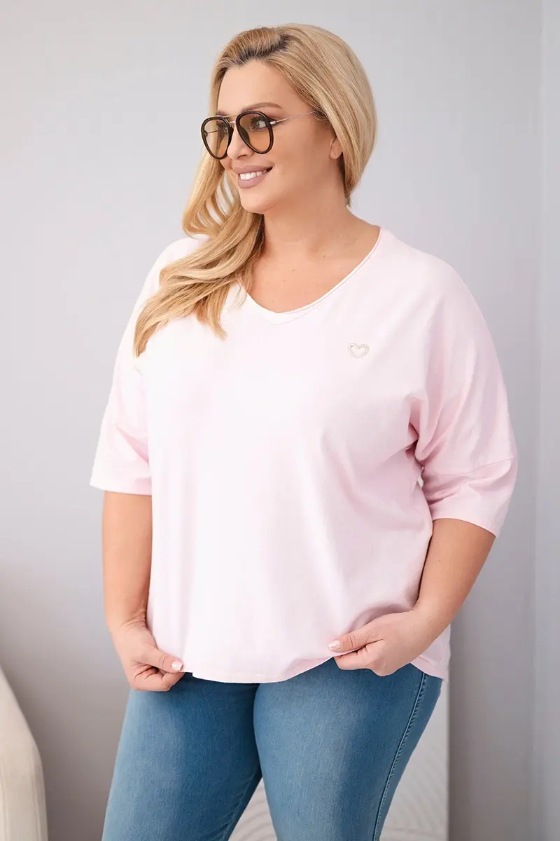 Kesi Włoski dámský oversized plus size top candy pink