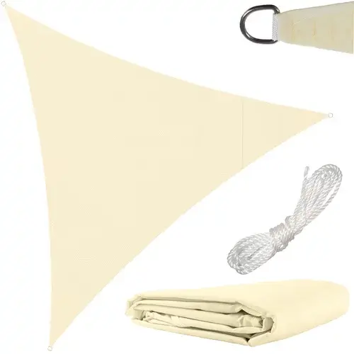 Stínící sluneční plachta trojúhelník 3 × 3 × 3 m – béžová