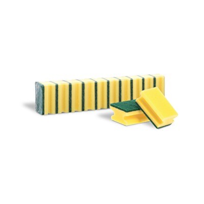 Houbička na nádobí, žlutá, tvarovaná MAXI, balení 10 houbiček