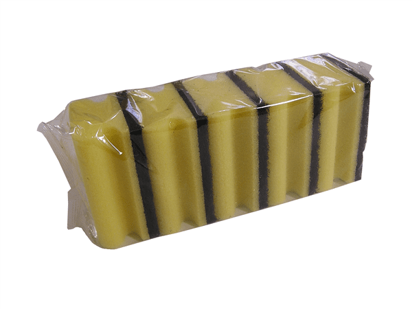 Houbička na nádobí Super tvar 5ks, žlutá, 9 x 7 x 4,5 cm