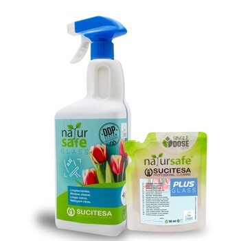 SUCITESA NATURSAFE GLASS, na okna, vanilka, balení 16x50ml sáček + lahev