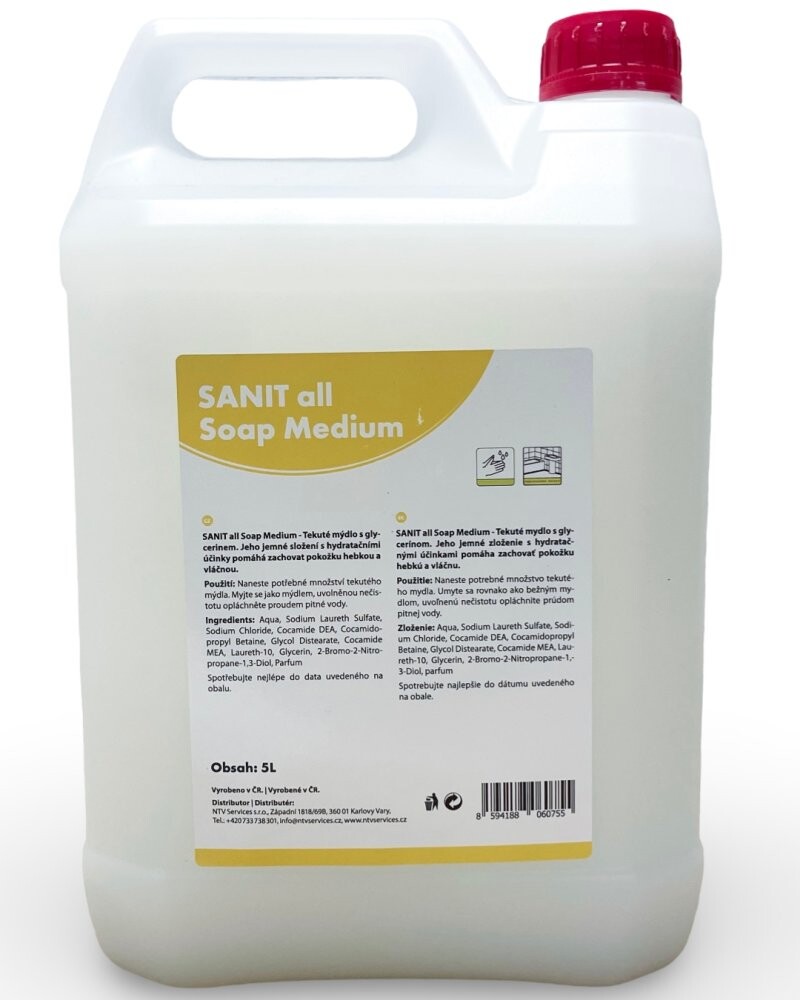 SANIT all Soap Medium, tekuté mýdlo krémové 5l vůně Rose a Magnolie