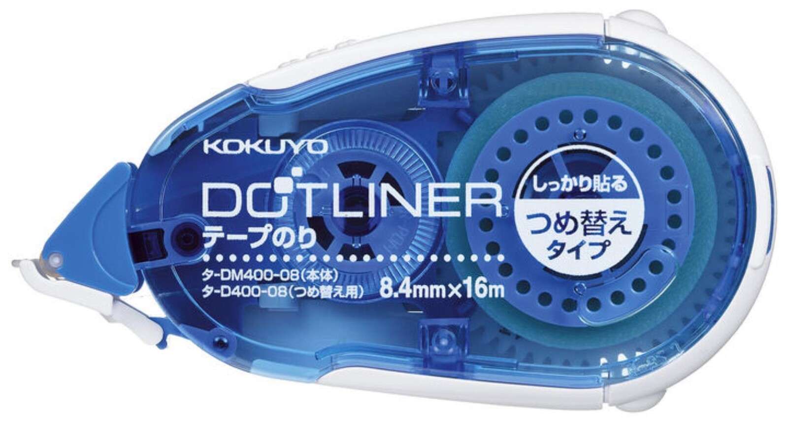 Lepicí roller Kokuyo - s vyměnitelnou náplní, permanentní, 8,4 mm x 16 m, modrý