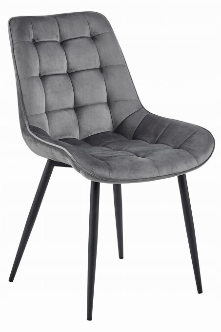 Set čtyř jídelních židlí BERA sametové tmavě šedé / černé nohy (4 ks)