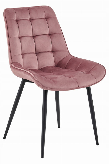 Set dvou jídelních židlí BERA sametové růžové / černé nohy (2 ks)