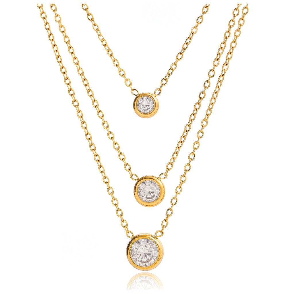 ELENYS Trio Aura – pozlacený náhrdelník 18K žluté zlato Délka: 38-44 + 5 / max. 49 cm