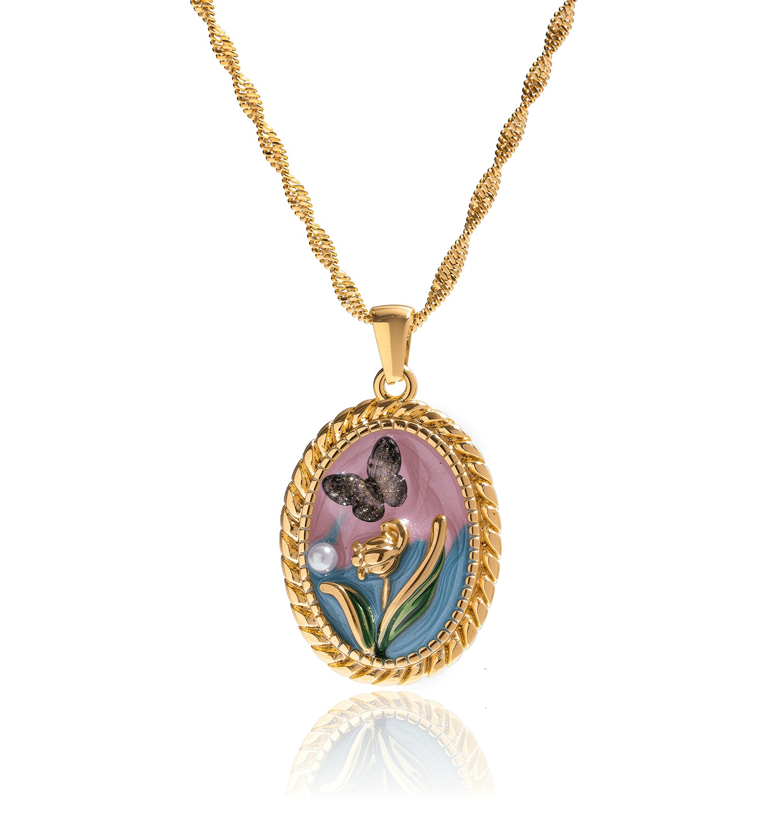 ELENYS Nostalgia Bloom – pozlacený náhrdelník 18K žluté zlato Délka: 50+5 cm / max. 55 cm