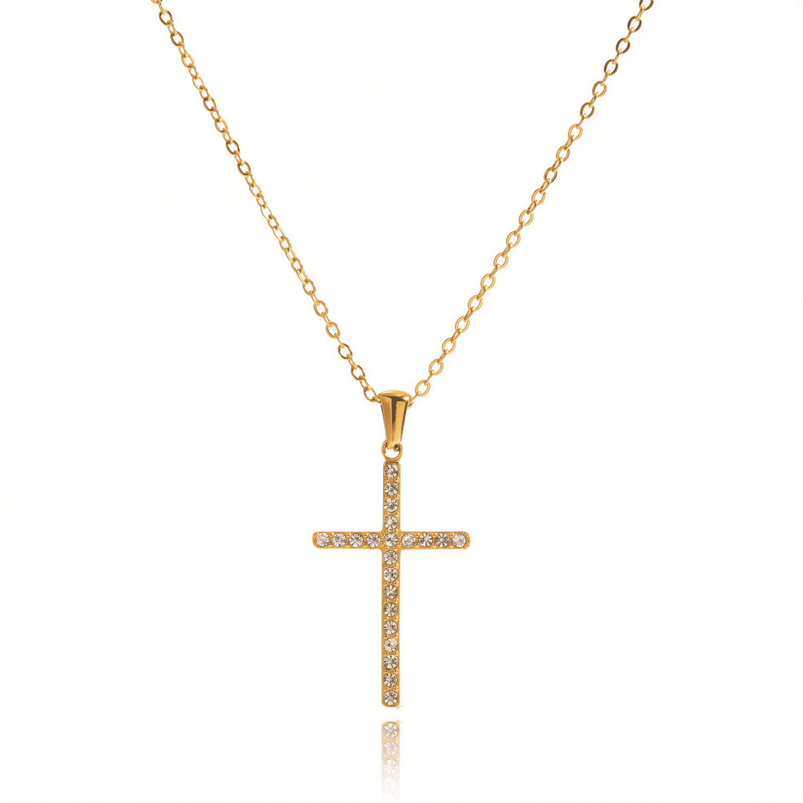 ELENYS Cross Pavé – pozlacený náhrdelník 18K žluté zlato Délka: 40,5+5 cm / max. 45,5 cm