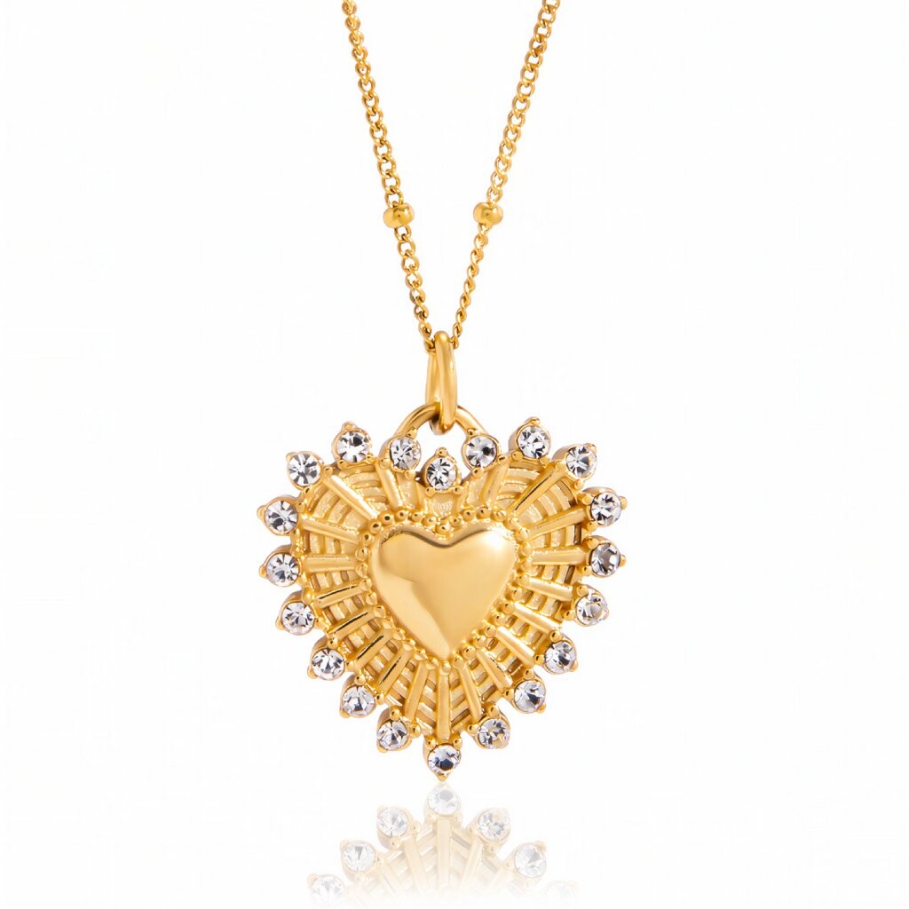 ELENYS Golden Sun Heart – pozlacený náhrdelník 18K žluté zlato Délka: 45+5 cm / max. 50 cm
